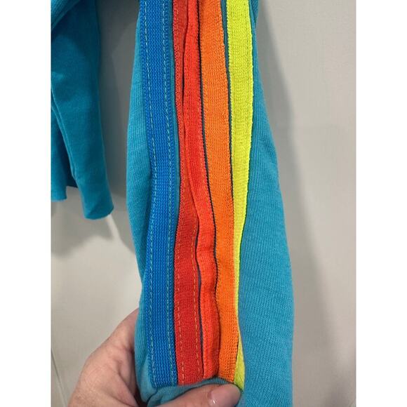 Aviator Nation Bolt Crop 5 Strip Neon Classic Crewneck Size M - Picture 3 of 5